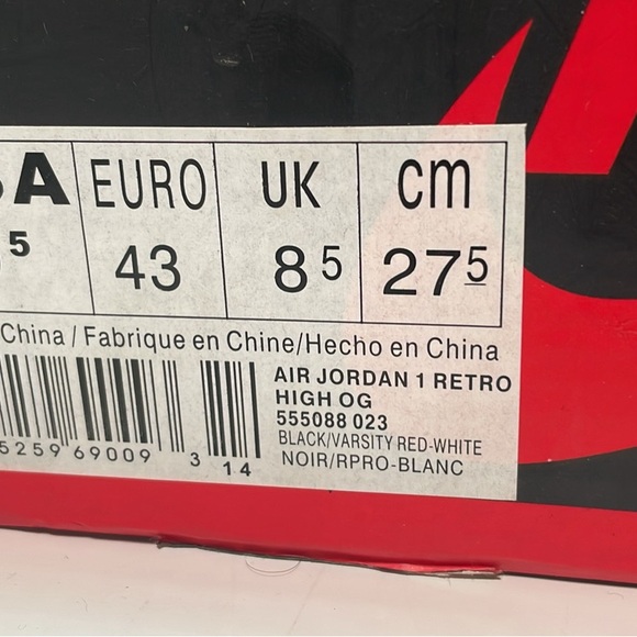 Jordan 1 bred Banned Mid Size 9.5 - Picture 8 of 9